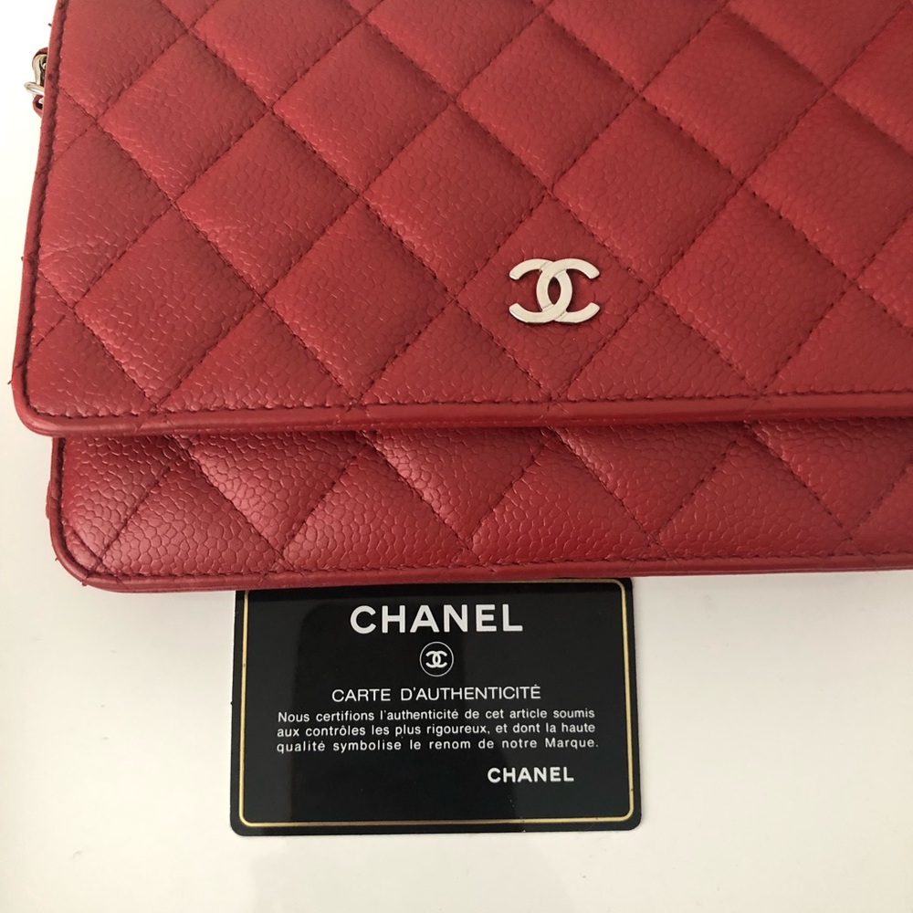 Chanel wallet on chain in red caviar